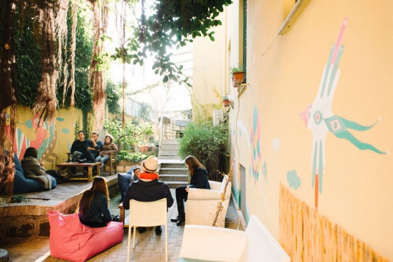 Outdoor courtyard garden area