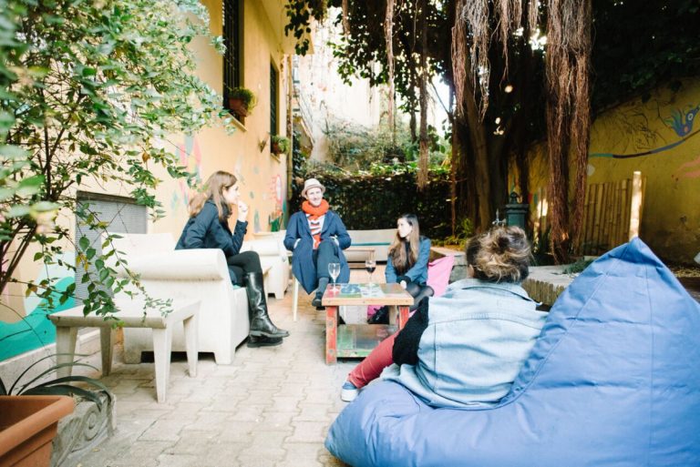 Outdoor courtyard garden area