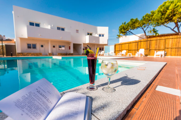 Swimming Pool Deck in Sagres, Portugal hostel