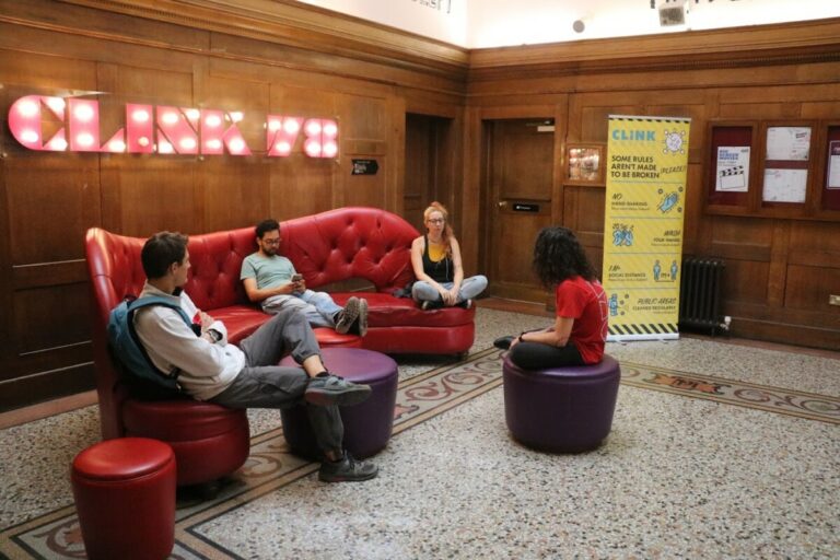 Couch and sitting area at Clink78 London Hostel