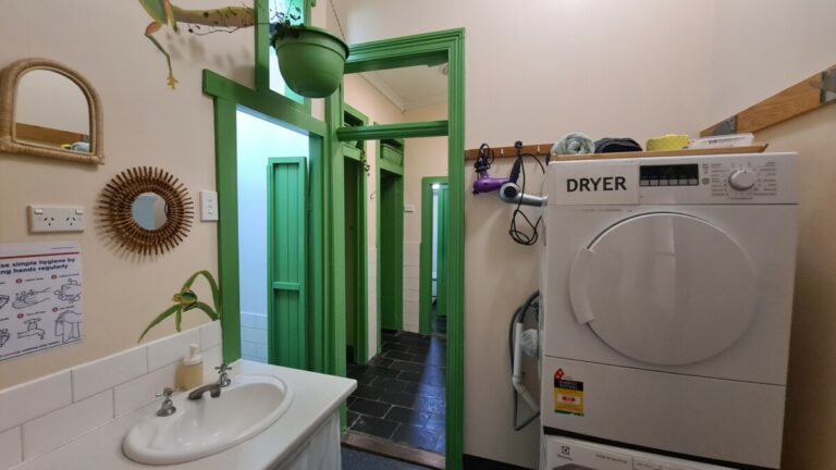 Share bathroom and washing machine / dryer, available for guest use. 
