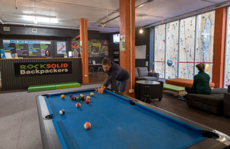 Pool and Table tennis free to all guests, with views over New Zealand's largest climbing wall.
